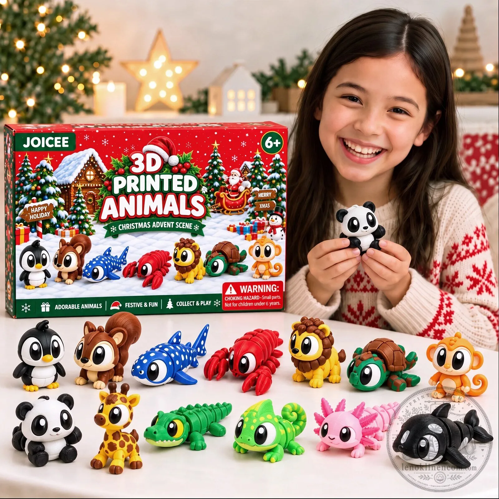 3D Printed Animals Christmas Advent Calendar with Collectible Figurines 2D 3 3D Printed Animals Christmas Advent Calendar with Collectible Figurines 2D