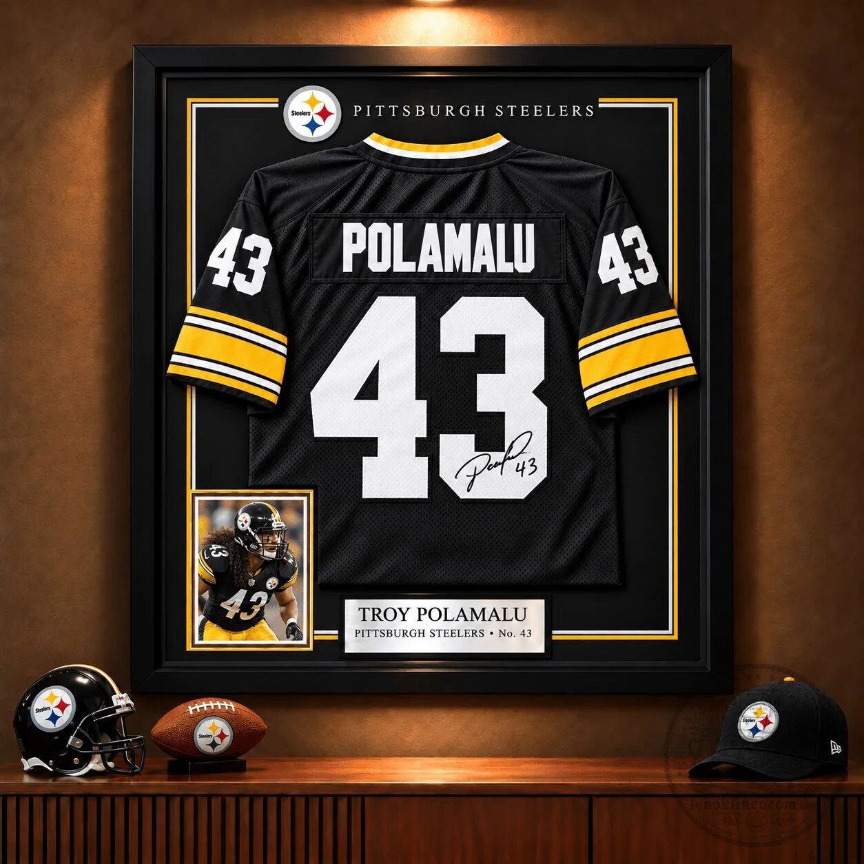 Pittsburgh Steelers Troy Polamalu Signed Football Jersey Display Case 1 Pittsburgh Steelers Troy Polamalu Signed Football Jersey Display Case