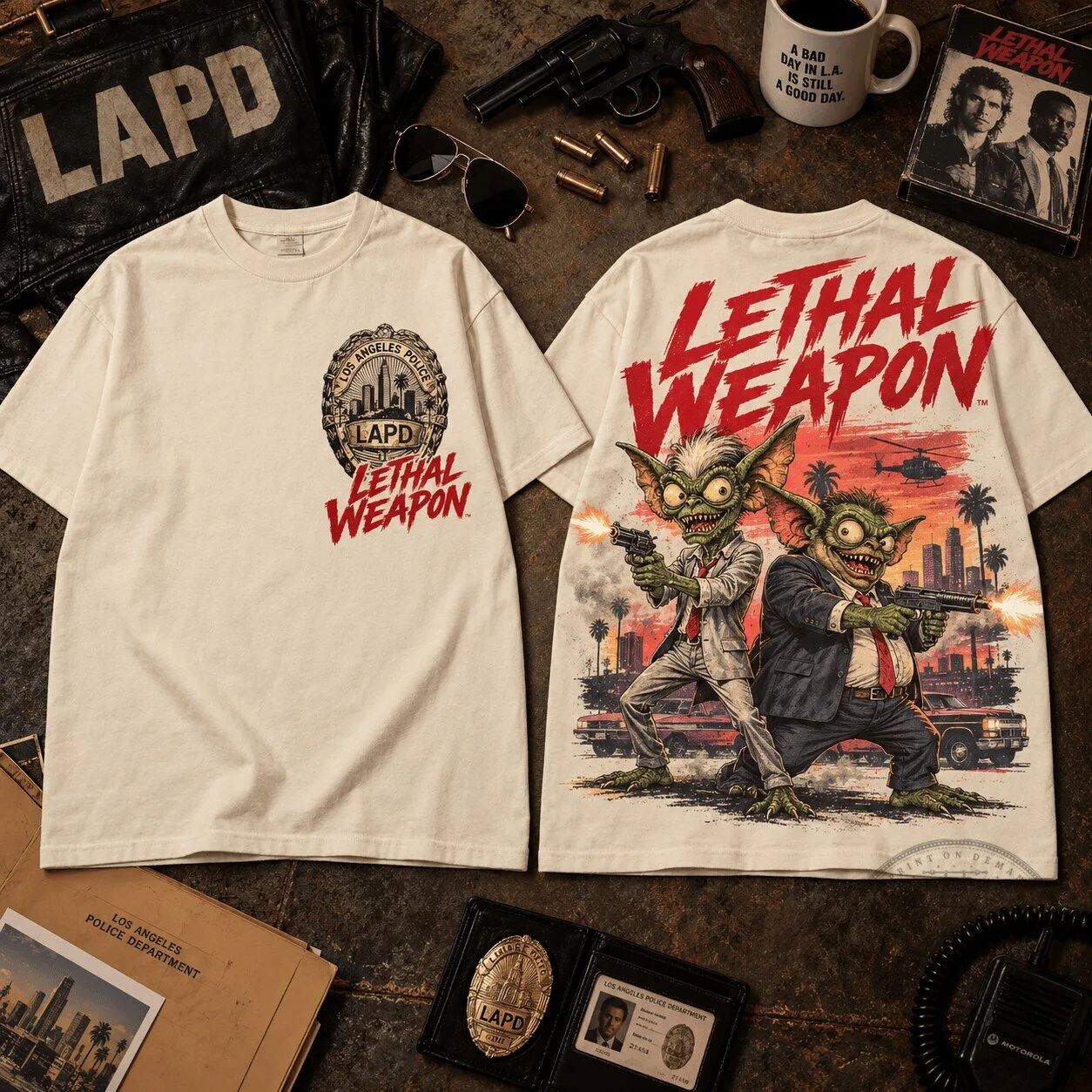 Lethal Weapon Gremlins Movie Poster Los Angeles Police Department T-Shirt