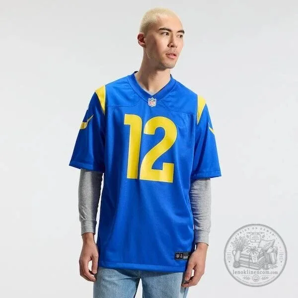 Puka Nacua Los Angeles Rams Royal Blue Football Game Jersey 16 Puka Nacua Los Angeles Rams Royal Blue Football Game Jersey
