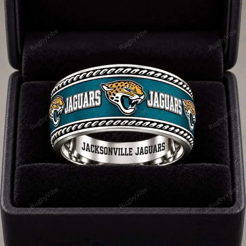 Jacksonville Jaguars NFL Football Team Logo Men's Stainless Steel Ring Jacksonville Jaguars NFL Football Team Logo Men's Stainless Steel Ring