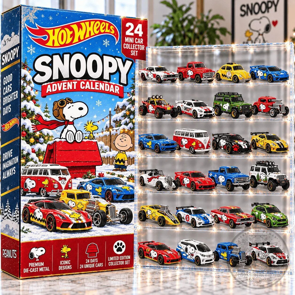 Snoopy Hot Wheels 24 Mini Car Collector Set Advent Calendar 2D