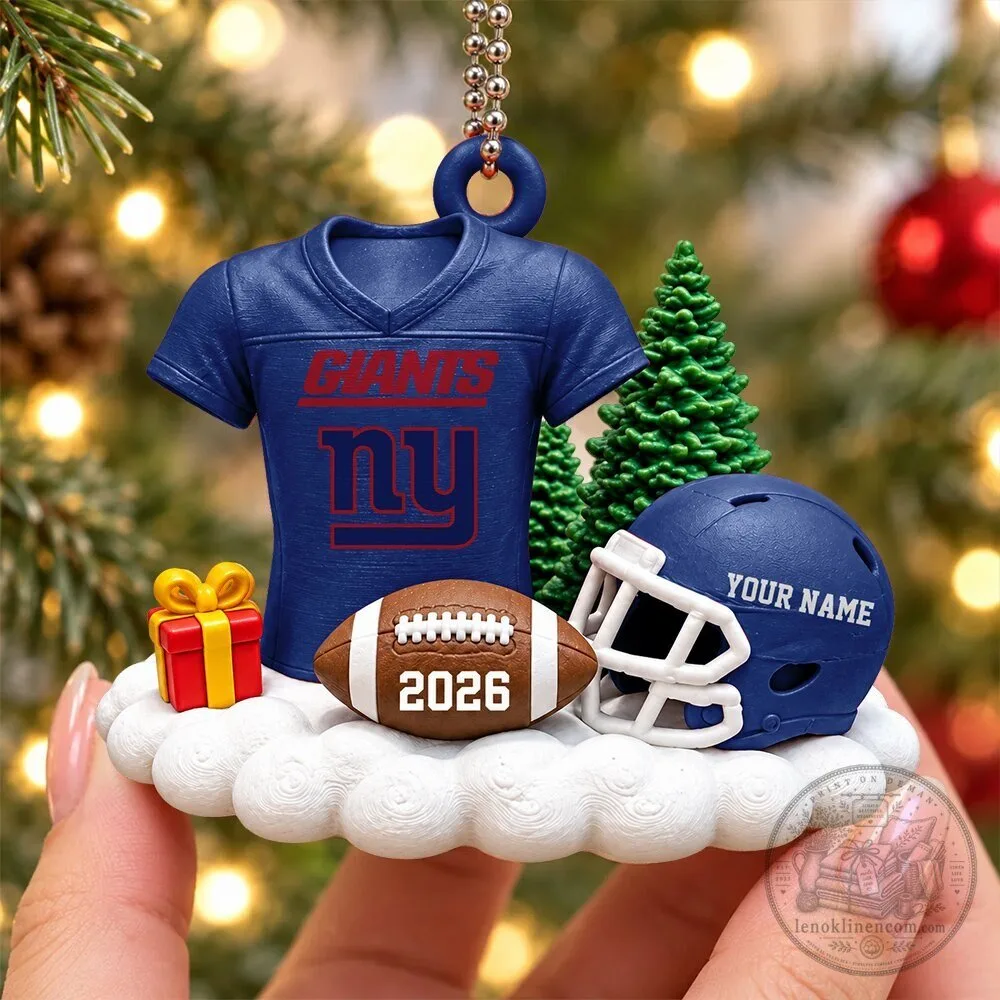 Personalized New York Giants Football Team Christmas Ornament with Custom Name