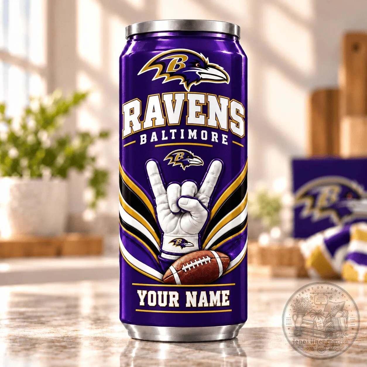 Baltimore Ravens Football Team Hand Sign Can Shaped Tumbler Personalized Gift