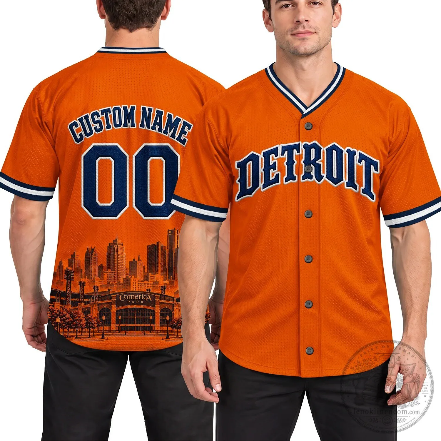 Detroit City Orange Baseball Jersey 18 Detroit City Orange Baseball Jersey