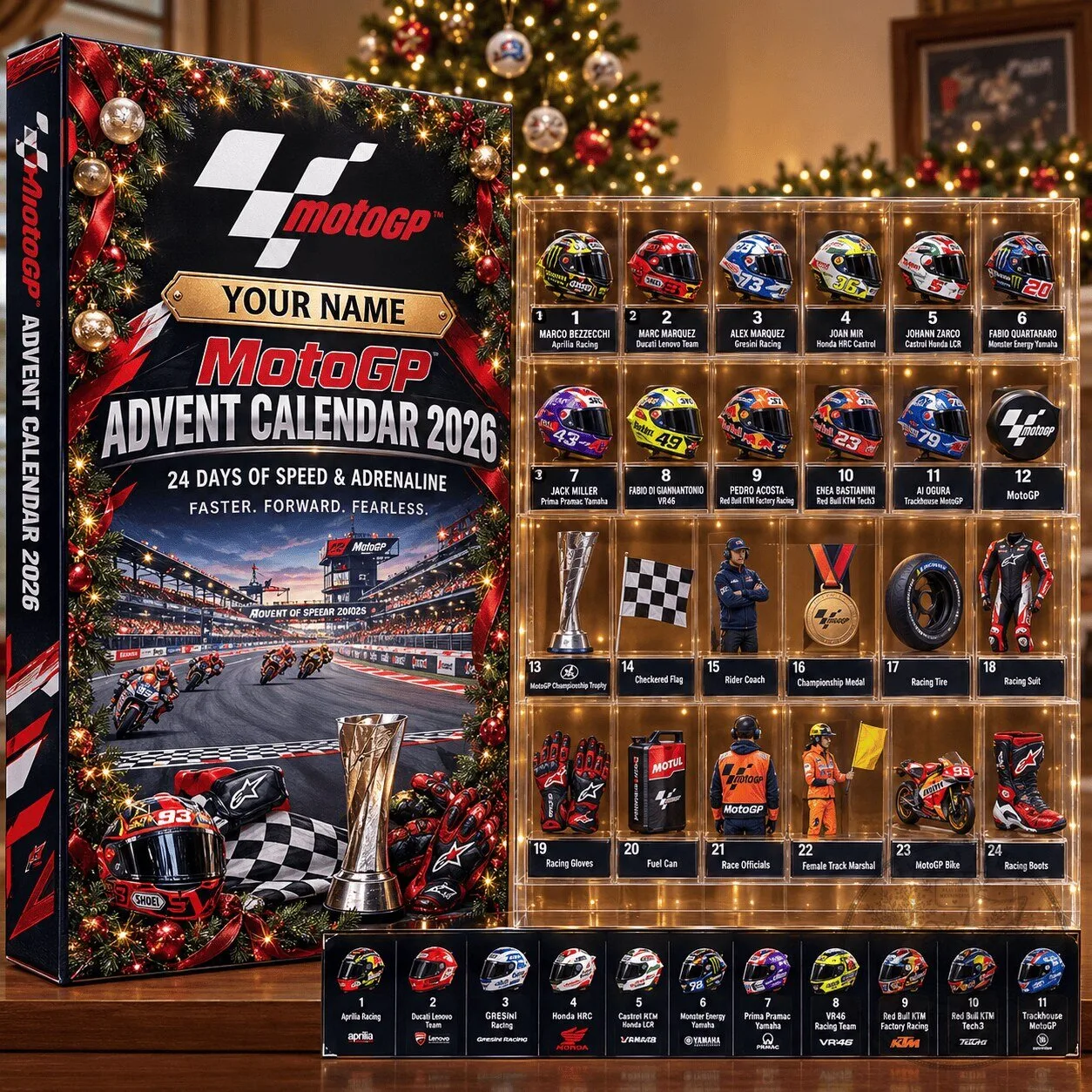 MotoGP Advent Calendar 2026 Racing Motorcycle Christmas Countdown Box 2D