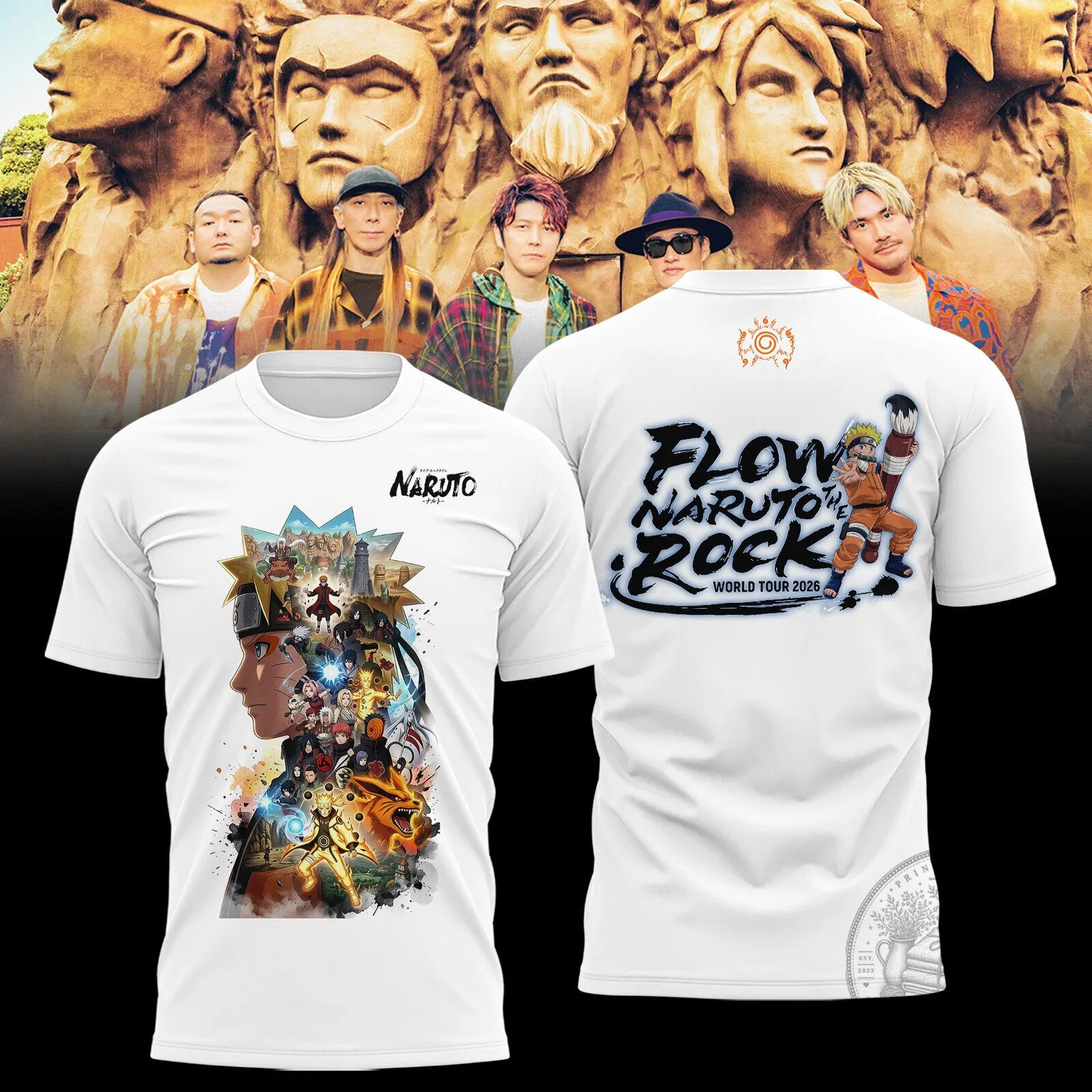 Naruto Shippuden Flow The Rock World Tour 2026 Anime Graphic T-Shirt