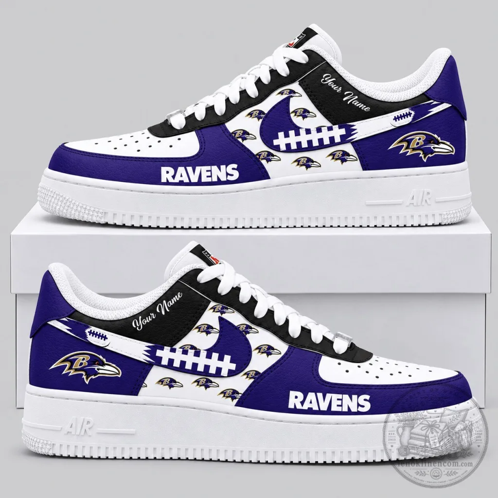 Baltimore Ravens Custom Name NFL Football Team Sneakers Baltimore Ravens Custom Name NFL Football Team Sneakers