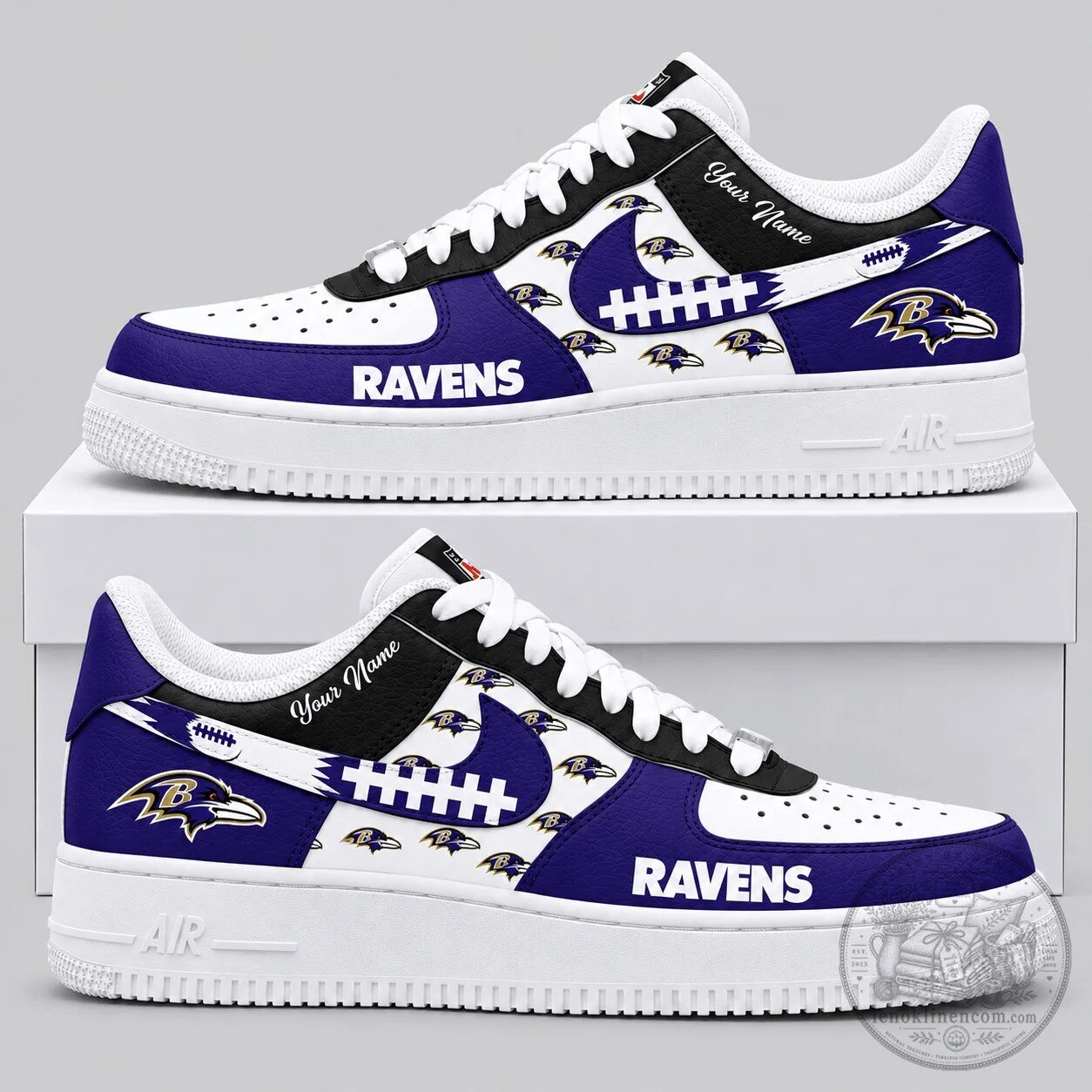Baltimore Ravens Custom Name NFL Football Team Sneakers 1 Baltimore Ravens Custom Name NFL Football Team Sneakers